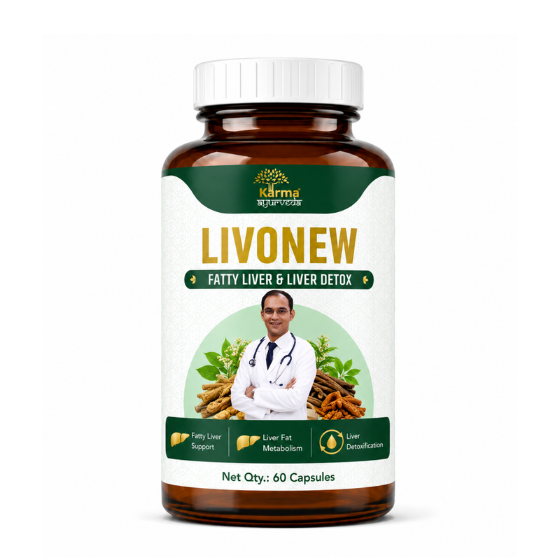 AyuKarma Livonew – Ayurvedic Fatty Liver Support Capsules for Liver Fat Metabolism (Ministry Of Ayush Approved)