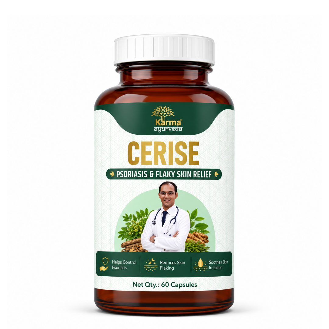 AyuKarma Cerise - Ayurvedic Psoriasis & Skin Wellness Supplement for Flaky Skin, Itching & Skin Irritation (Ministry of Ayush Approved)
