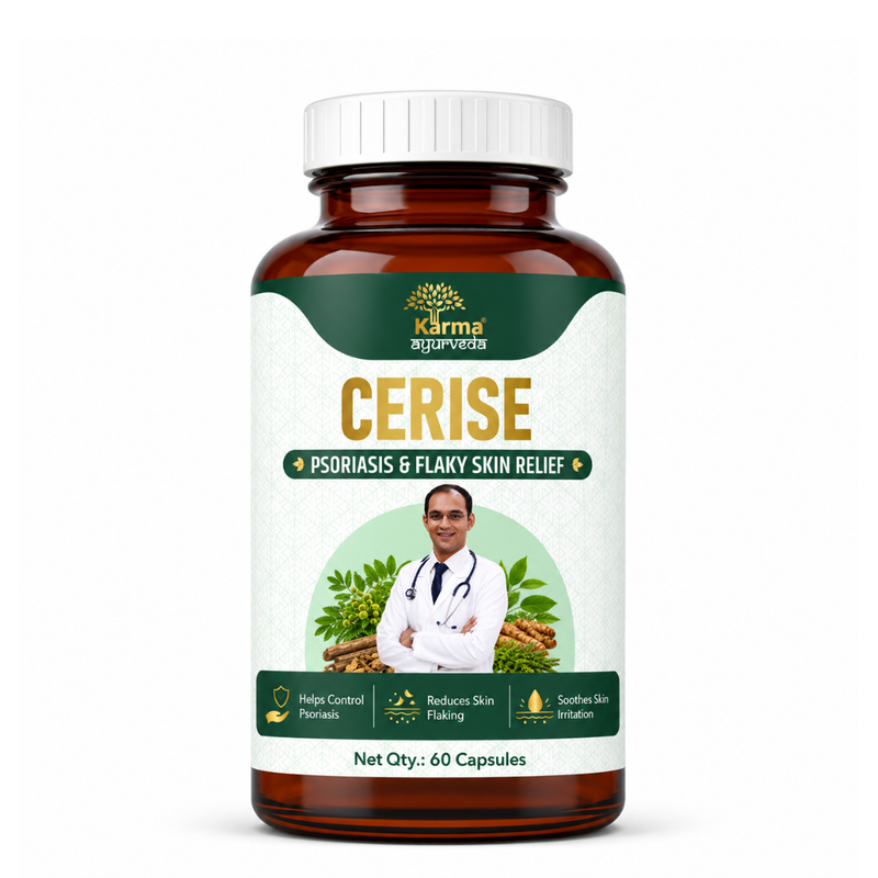 AyuKarma Cerise - Ayurvedic Psoriasis & Skin Wellness Supplement for Flaky Skin, Itching & Skin Irritation (Ministry of Ayush Approved)