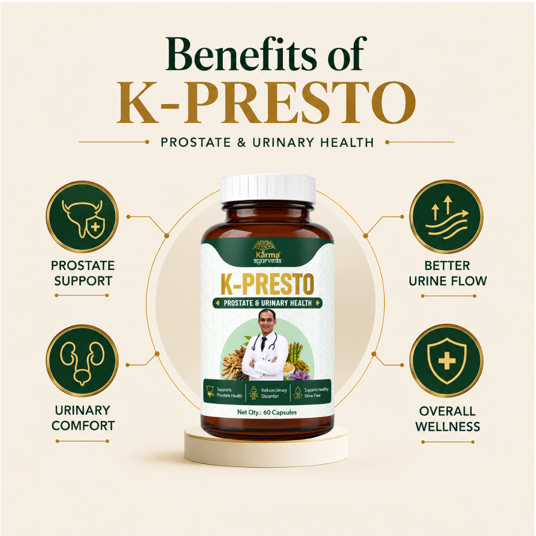 AyuKarma K-Presto – Ayurvedic Prostate Care Capsules for Urinary Comfort & Healthy Urine Flow (Ministry Of Ayush Approved)