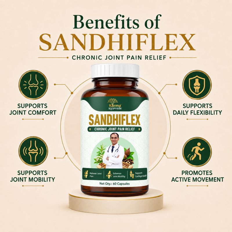 AyuKarma Sandhiflex – Ayurvedic Capsules for Chronic Joint Discomfort, Swelling & Cartilage Support (Ministry Of Ayush Approved)