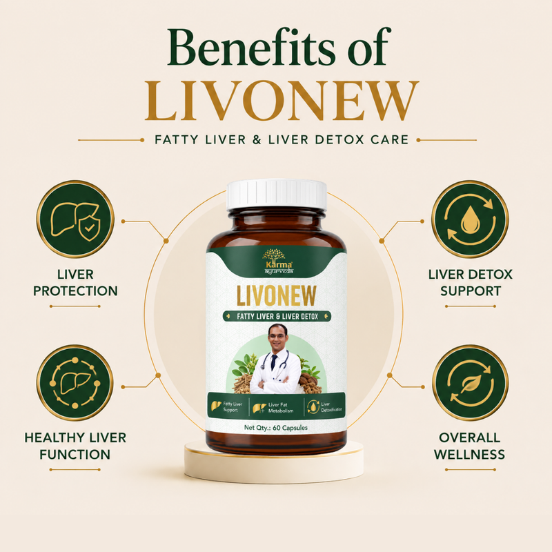 AyuKarma Livonew – Ayurvedic Fatty Liver Support Capsules for Liver Fat Metabolism (Ministry Of Ayush Approved)