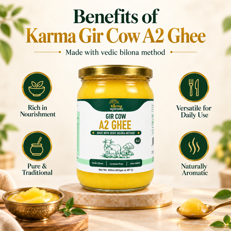 AyuKarma A2 Gir Cow Ghee - Pure Vedic Bilona Ghee for Better Digestion, Gut Health & Everyday Nourishment (FSSAI Licensed) 1000 ml