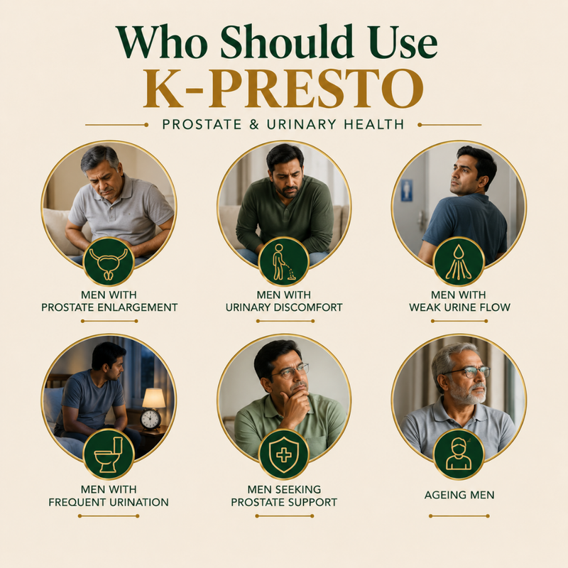 AyuKarma K-Presto – Ayurvedic Prostate Care Capsules for Urinary Comfort & Healthy Urine Flow (Ministry Of Ayush Approved)