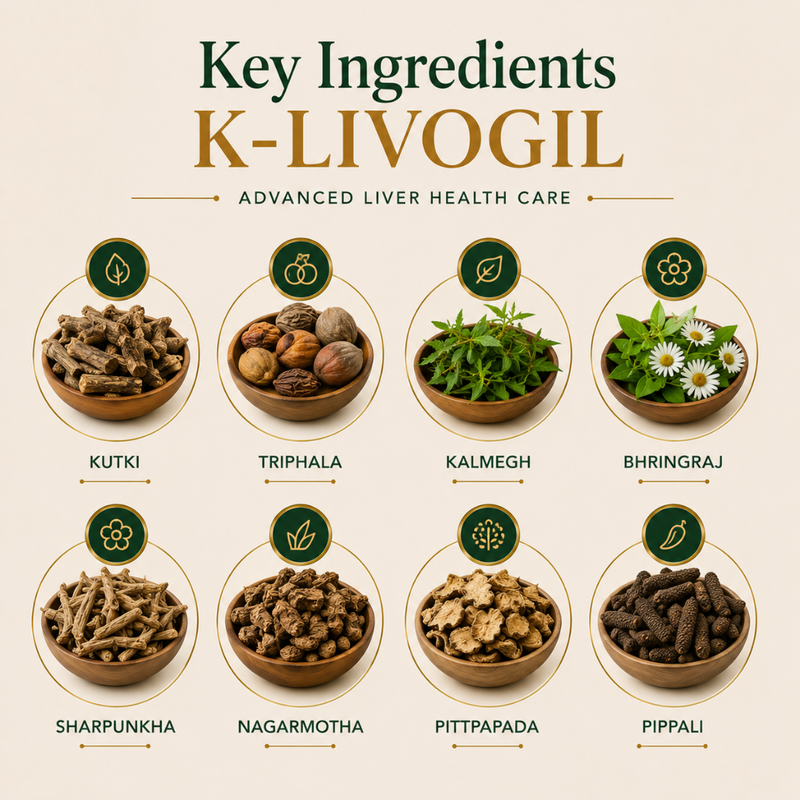 AyuKarma K-Livogil – Ayurvedic Supplement for Fatty Liver, Liver Health & Complete Liver Care (Ministry Of Ayush Approved) (Ministry of Ayush Approved)