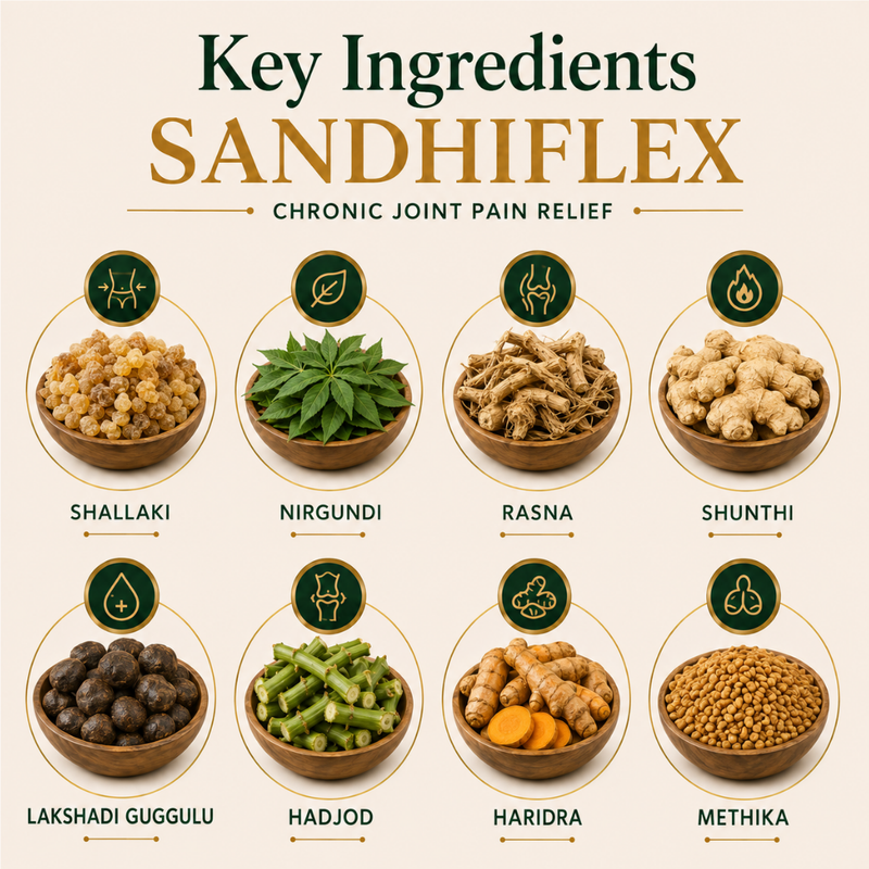AyuKarma Sandhiflex – Ayurvedic Capsules for Chronic Joint Discomfort, Swelling & Cartilage Support (Ministry Of Ayush Approved)