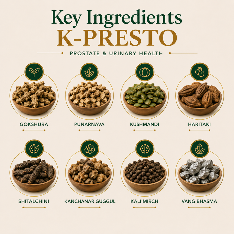 AyuKarma K-Presto – Ayurvedic Prostate Care Capsules for Urinary Comfort & Healthy Urine Flow (Ministry Of Ayush Approved)