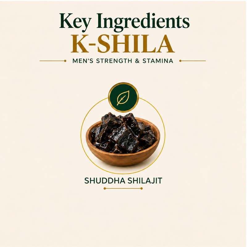 AyuKarma K-Shila – Shuddha Shilajit Capsules for Men’s Strength, Stamina & Vitality (Ministry Of Ayush Approved)