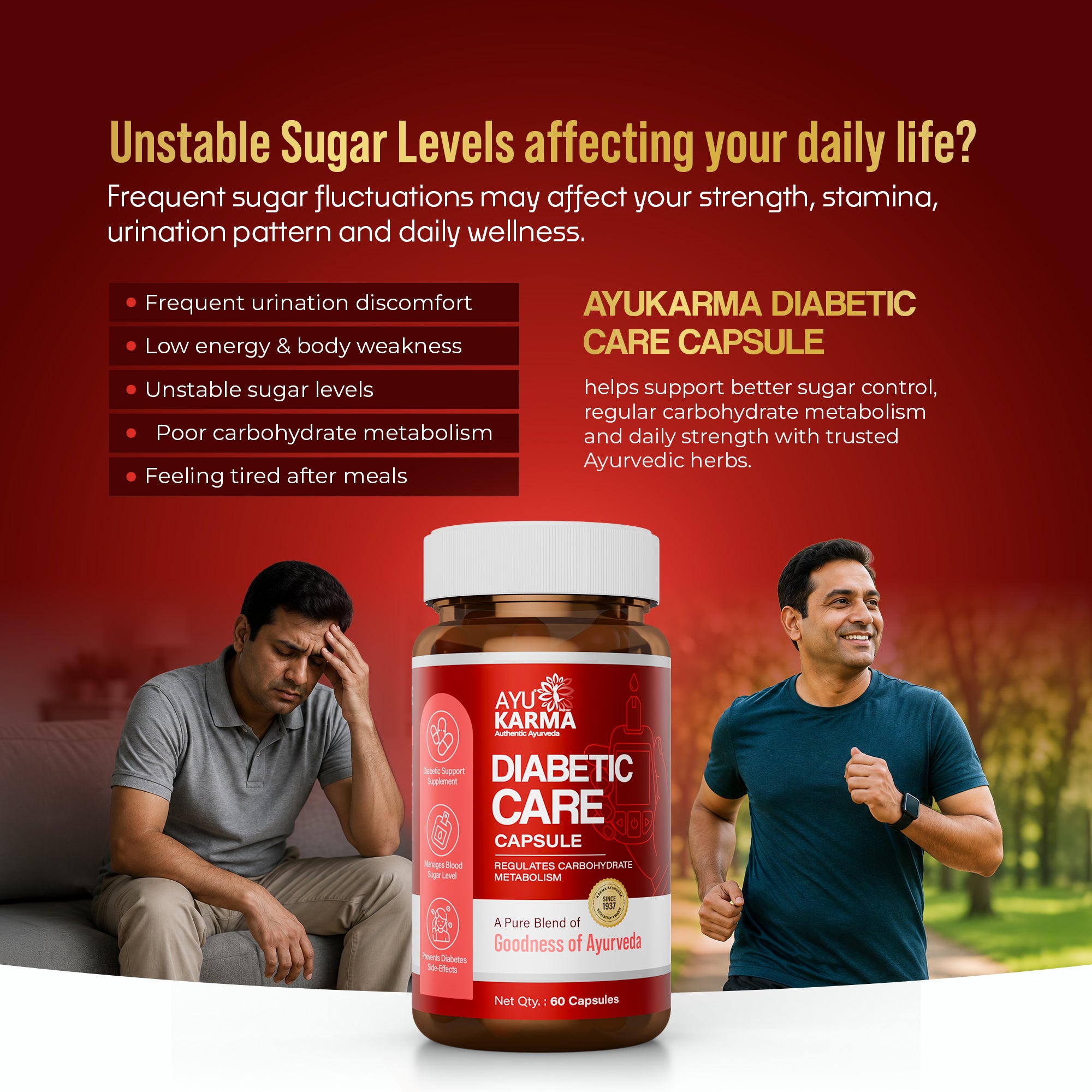 AyuKarma Diabetic Care Capsules – Ayurvedic Medicine to Control Diabetes & Blood Sugar Levels (Ministry of Ayush Approved)