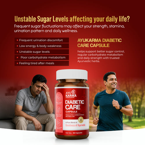 AyuKarma Diabetic Care Capsules – Ayurvedic Medicine to Control Diabetes & Blood Sugar Levels (Ministry of Ayush Approved)