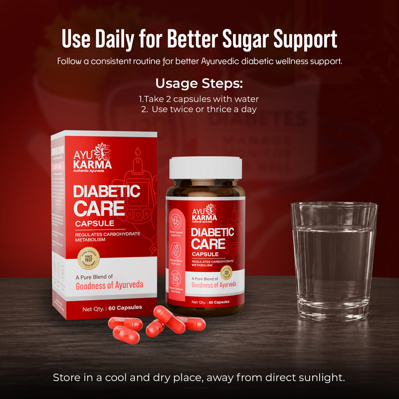 AyuKarma Diabetic Care Capsules – Ayurvedic Medicine to Control Diabetes & Blood Sugar Levels (Ministry of Ayush Approved)
