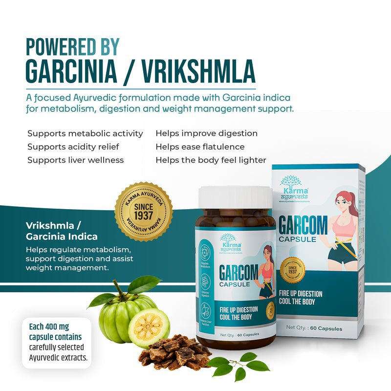 AyuKarma Garcom Capsules – Ayurvedic Garcinia Weight Management, Digestion & Metabolism Support