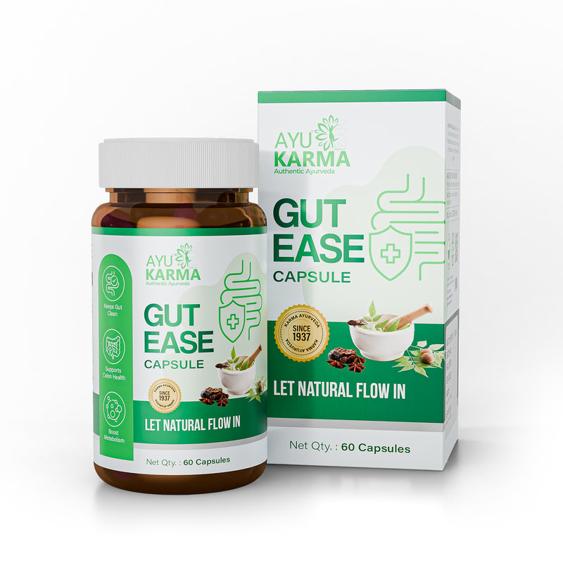 AyuKarma Gut Ease Capsules – Ayurvedic Constipation, Gut Cleansing & Digestion Support
