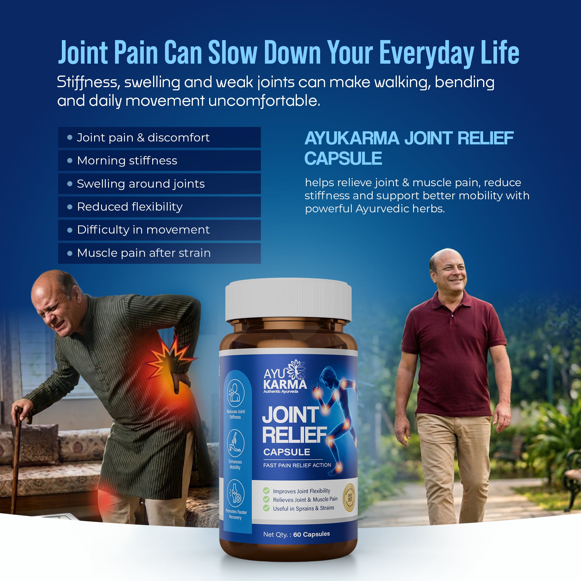 AyuKarma Joint Relief Capsules – Ayurvedic Joint Pain, Stiffness & Mobility Support