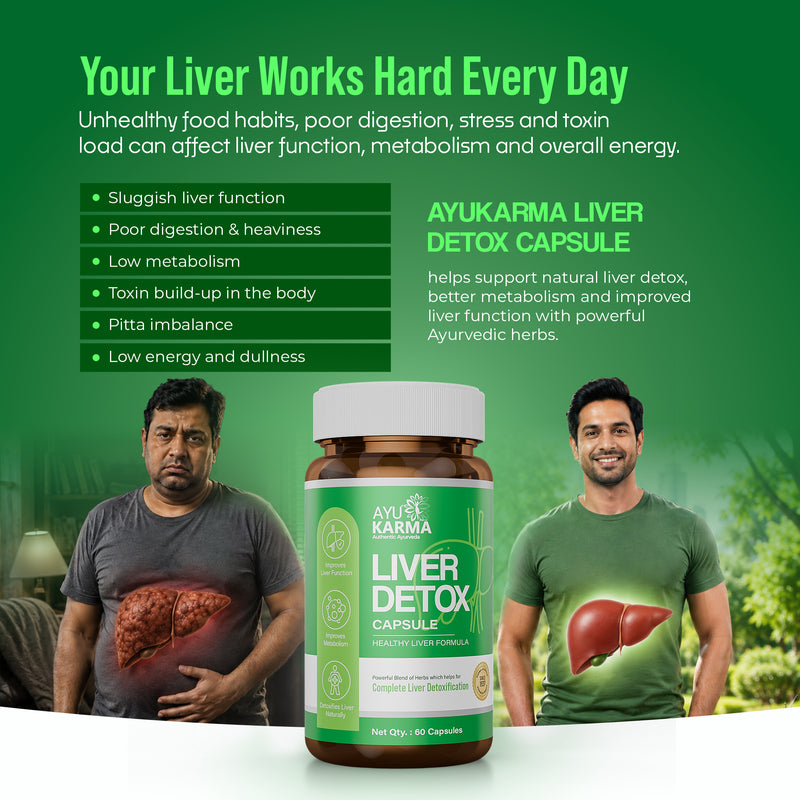 AyuKarma Liver Detox – Ayurvedic Supplement for Liver Detox, High Cholesterol, Fatty Liver & Digestive Wellness (Ministry of Ayush Approved)