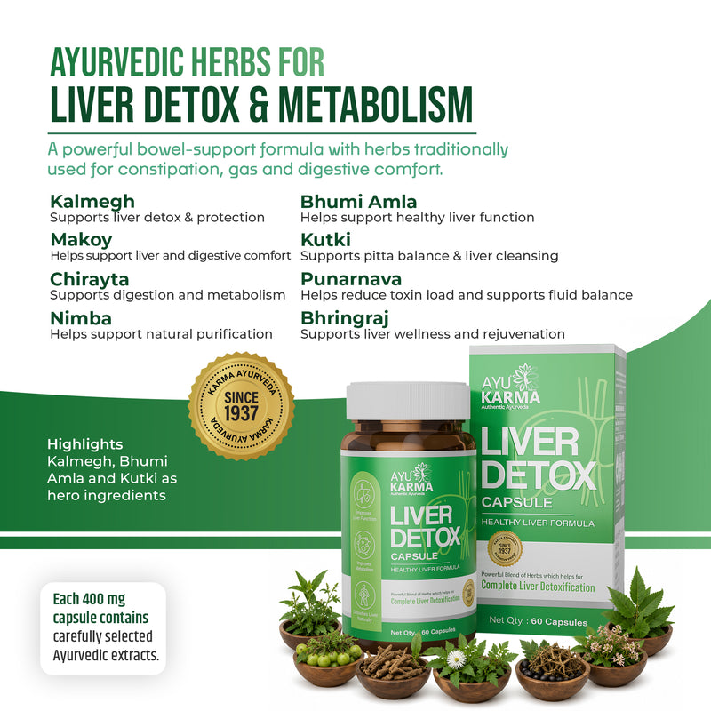 AyuKarma Liver Detox – Ayurvedic Supplement for Liver Detox, High Cholesterol, Fatty Liver & Digestive Wellness (Ministry of Ayush Approved)