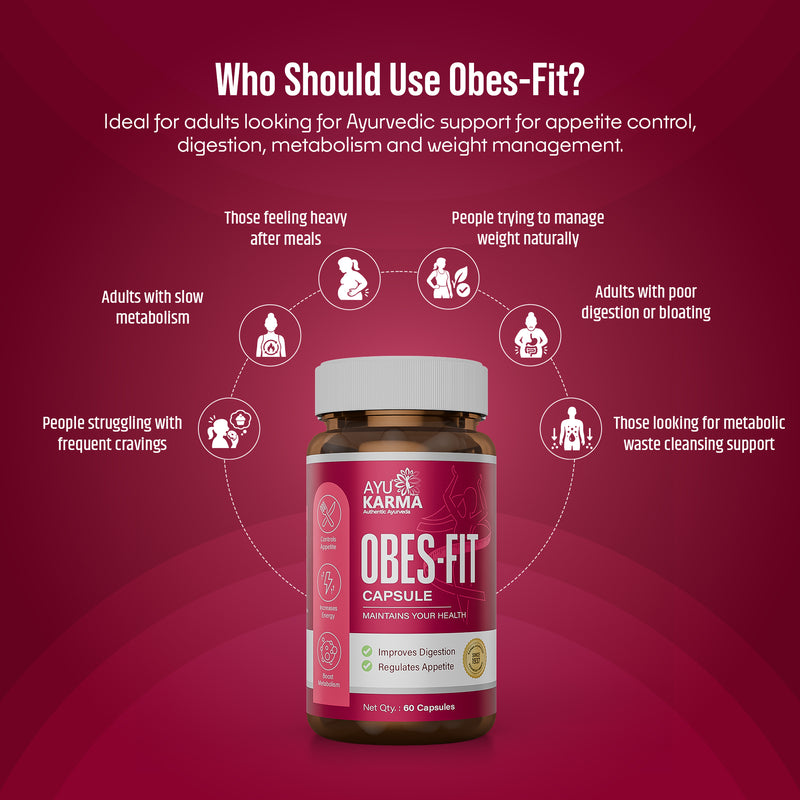 AyuKarma Obes-Fit Capsules – Ayurvedic Weight Management, Appetite & Metabolism Support