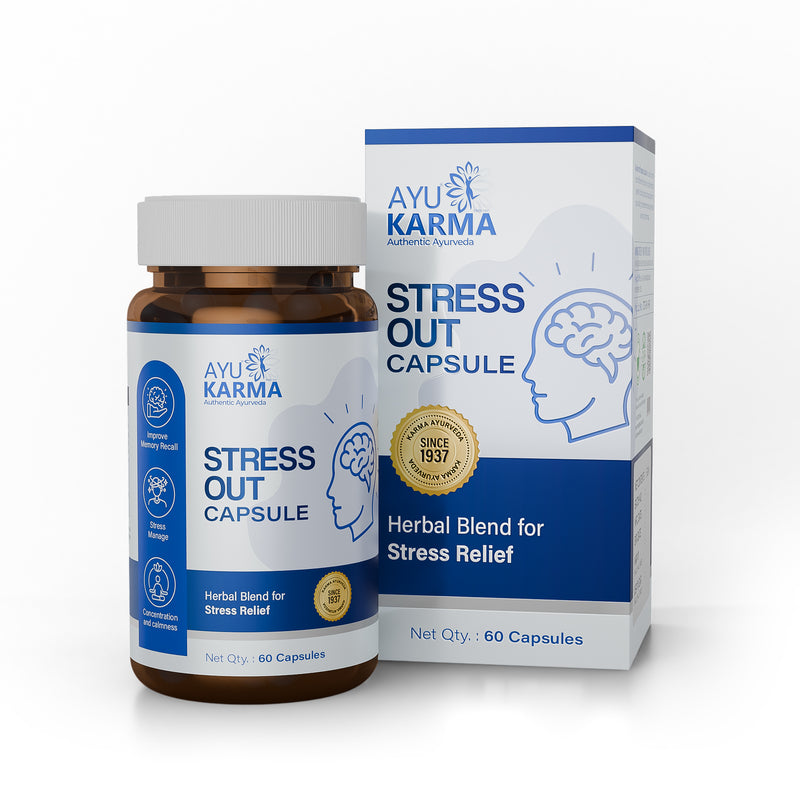 AyuKarma Stressout Capsules – Ayurvedic Stress Relief, Memory, Focus & Calm Mind Support